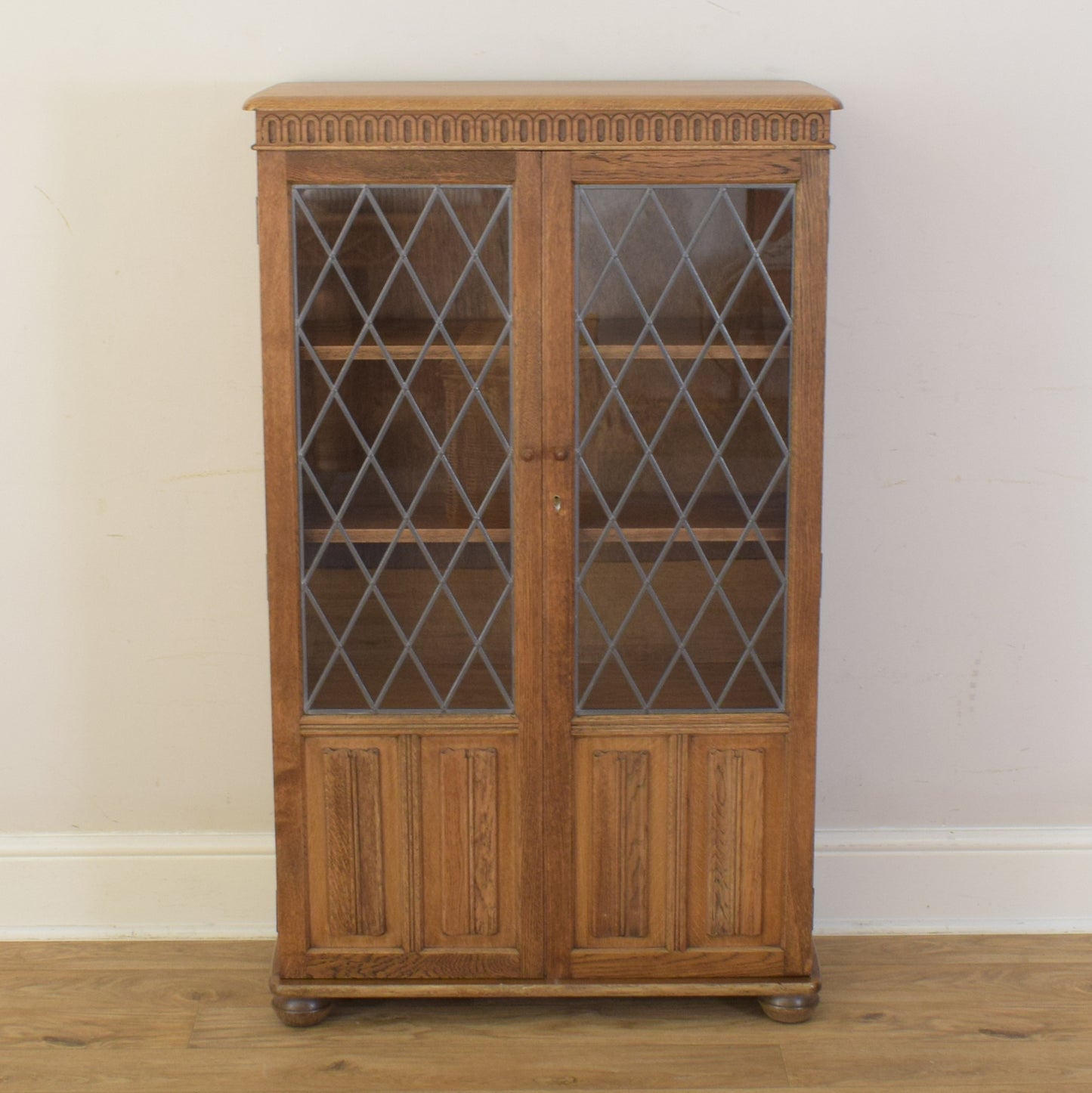Glazed Linenfold Bookcase
