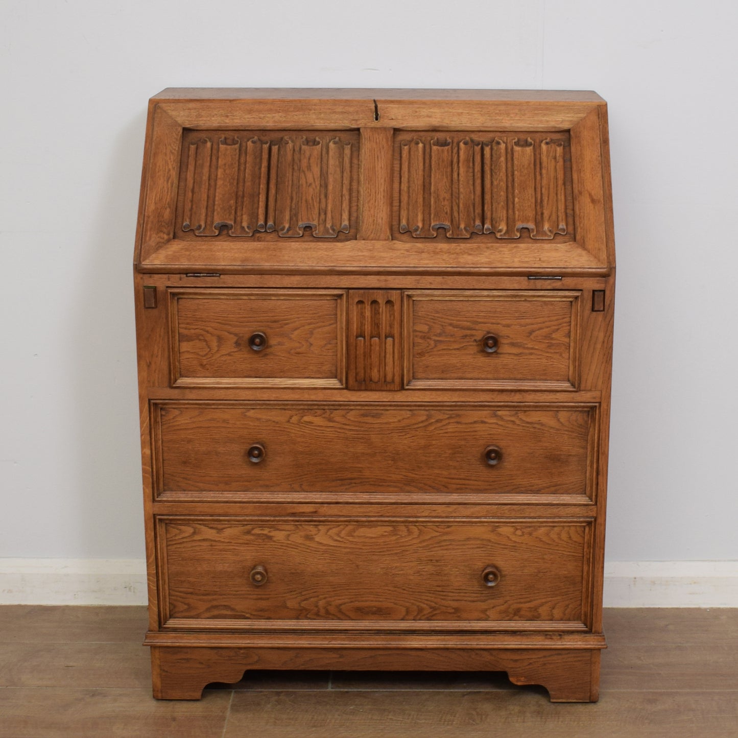 Oak Linenfold Bureau