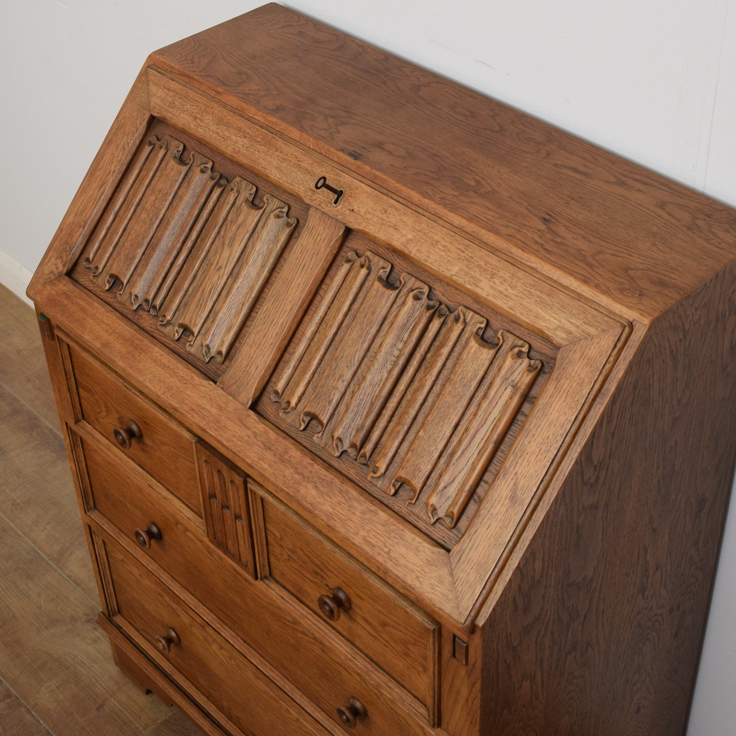 Oak Linenfold Bureau