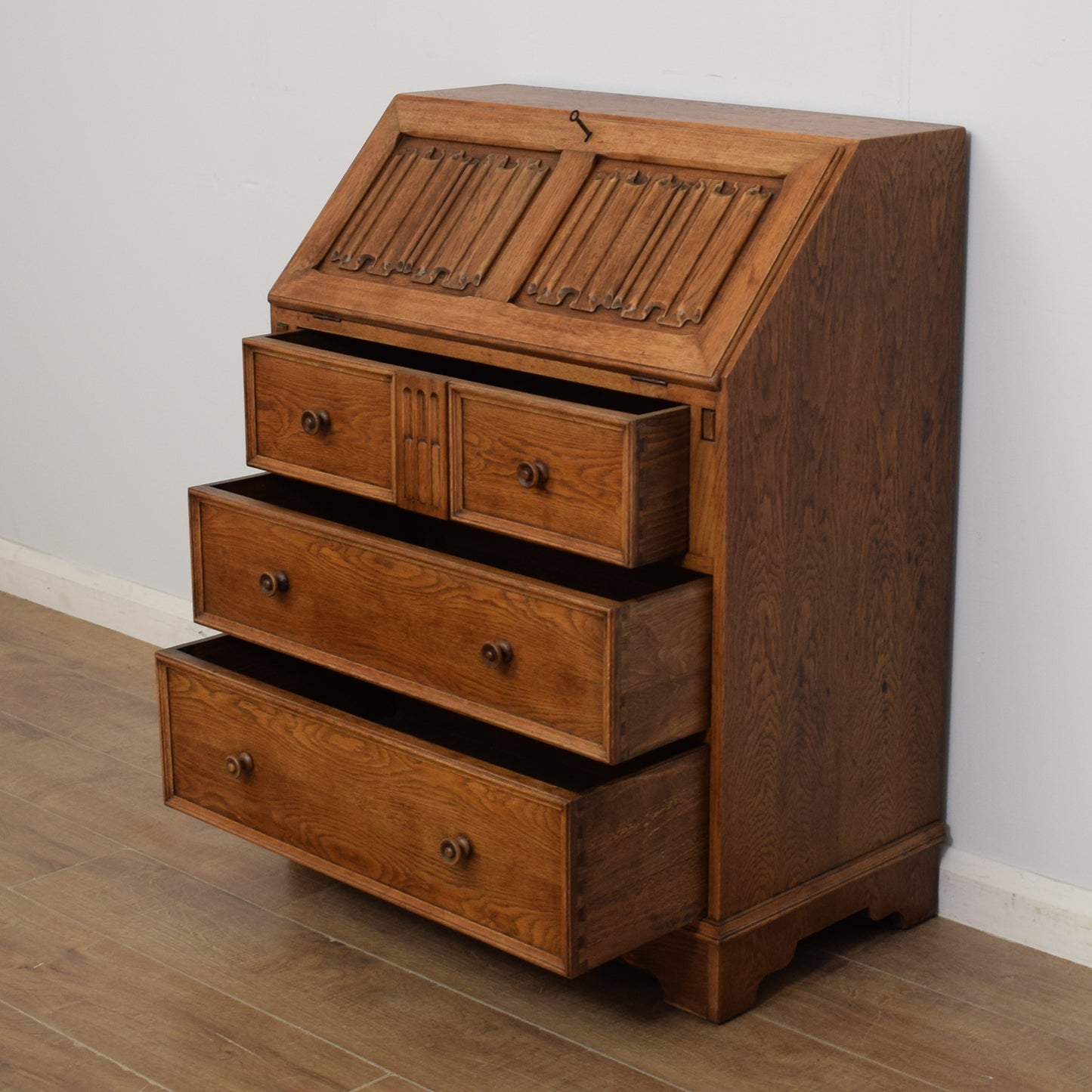 Oak Linenfold Bureau