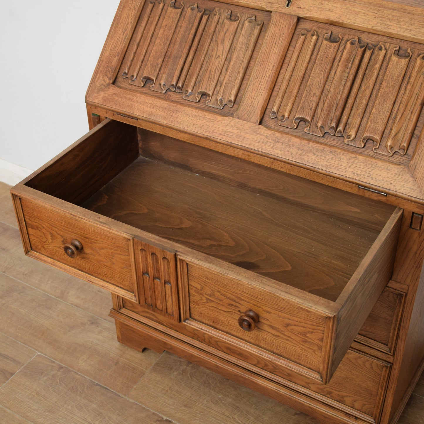 Oak Linenfold Bureau