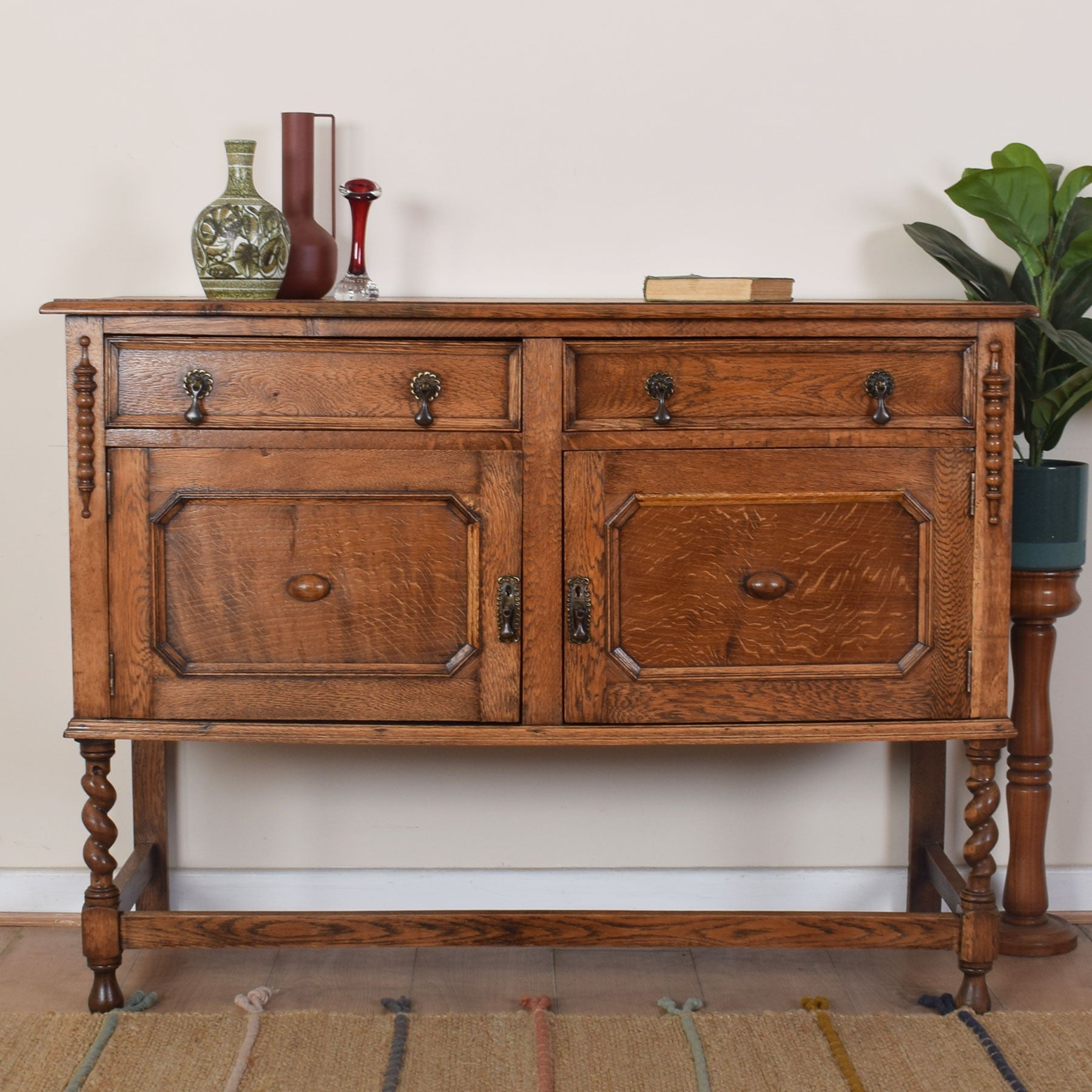 Vintage Oak Two-Door Sideboard