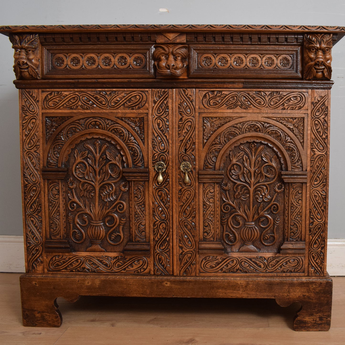 Solid Oak Carved Chest of Drawers