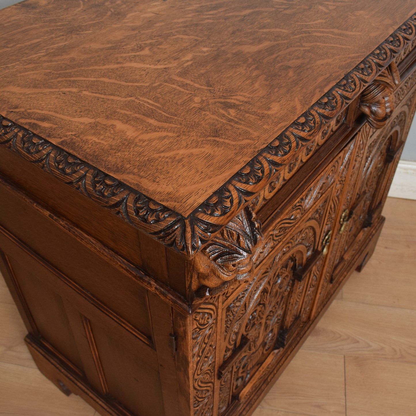 Solid Oak Carved Chest of Drawers