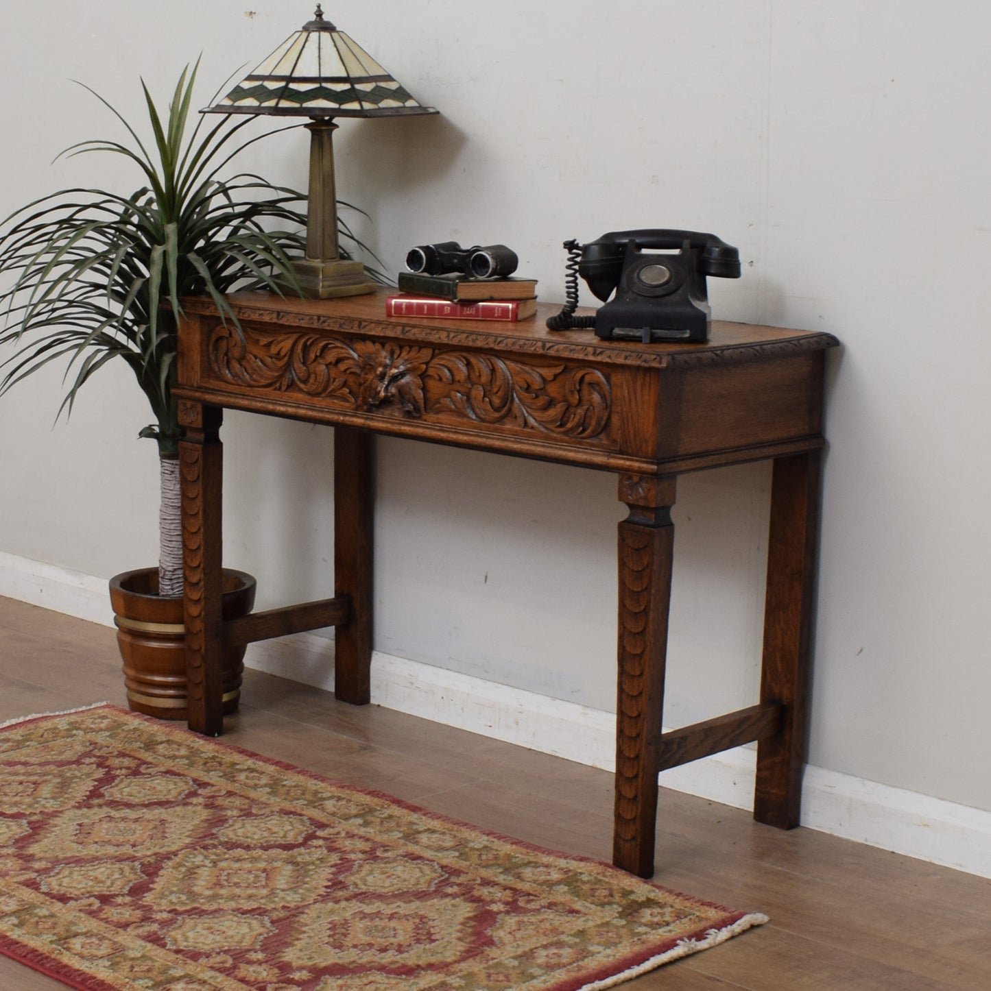 Carved Oak Console Table
