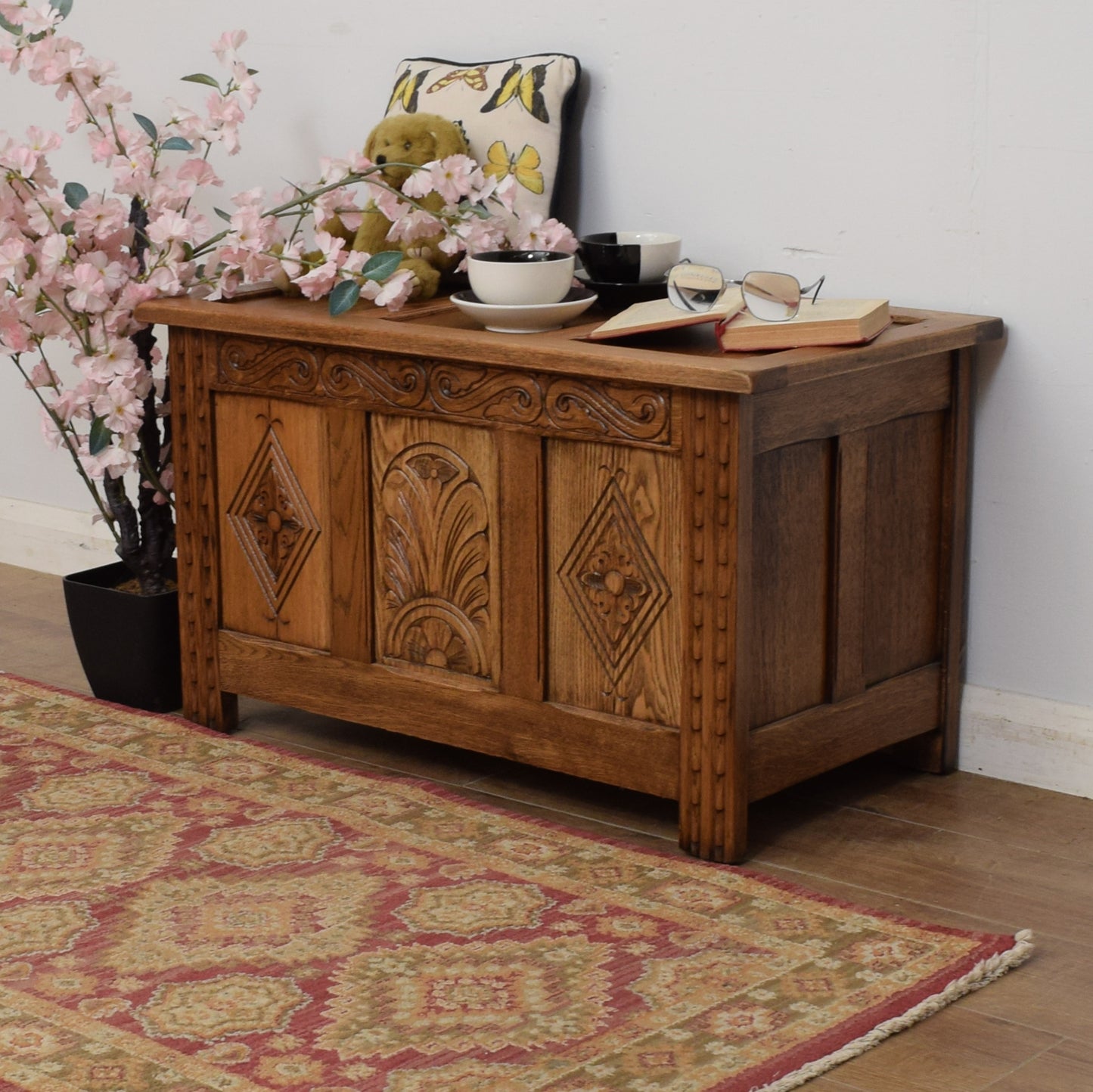 Carved Oak Blanket Box
