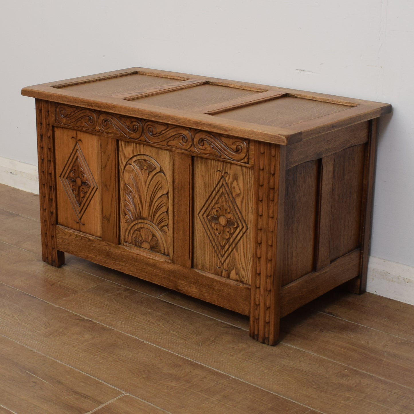 Carved Oak Blanket Box