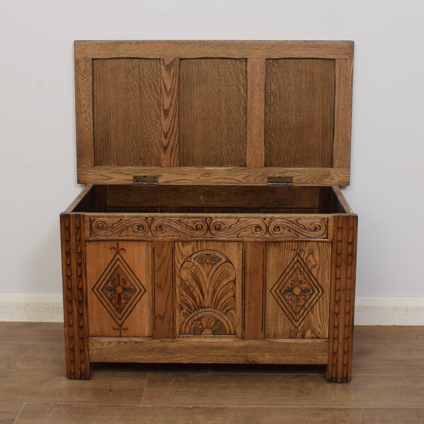 Carved Oak Blanket Box