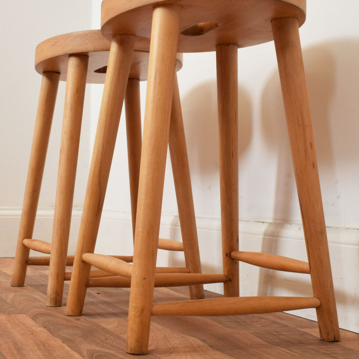 Pair of Beech Milk Stools