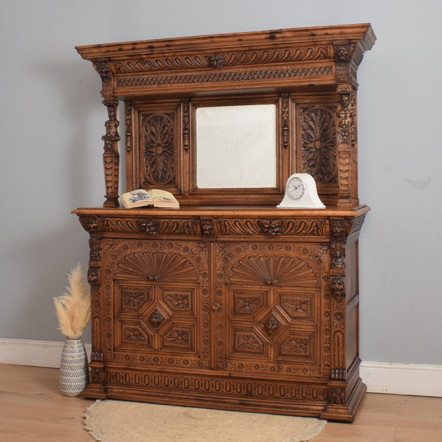 Carved Oak Antique Dresser