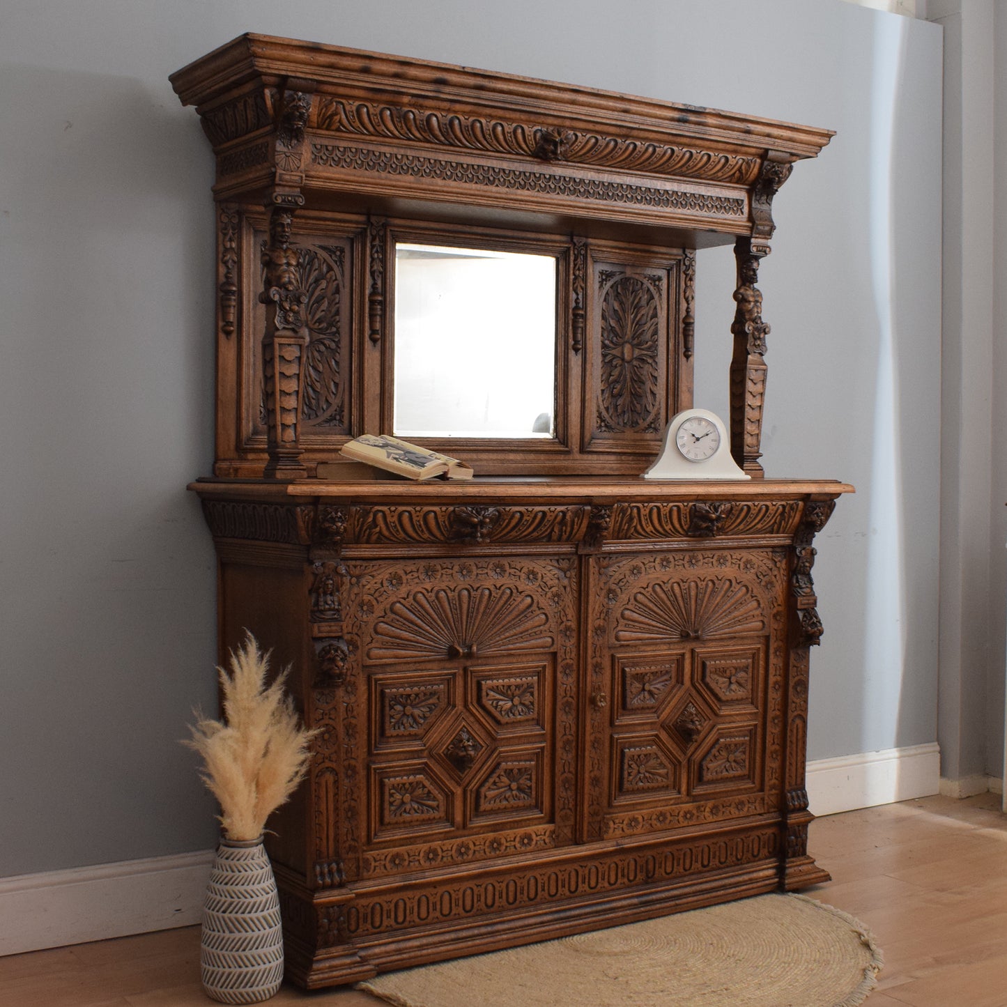 Carved Oak Antique Dresser