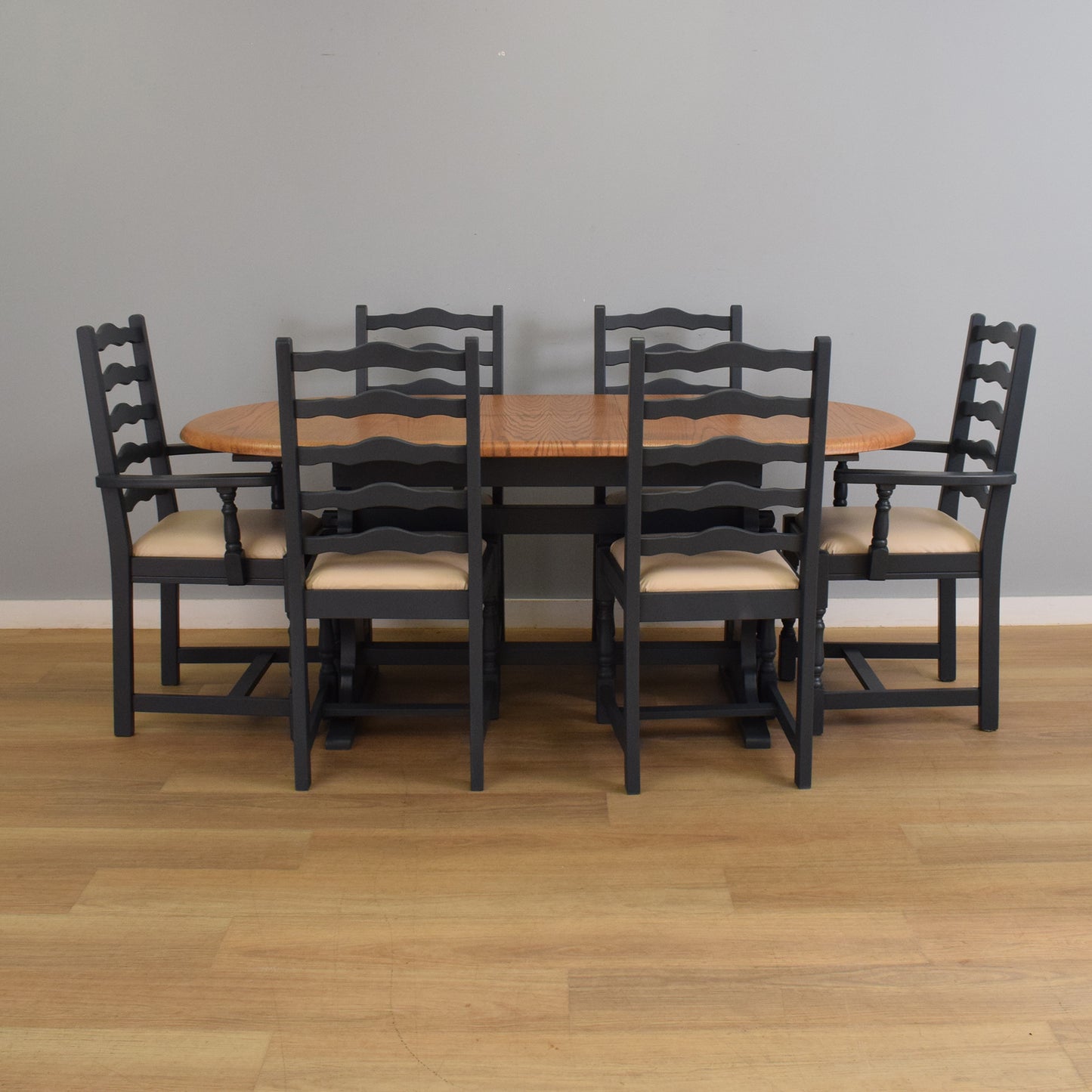Painted Extendable Table and Six Chairs