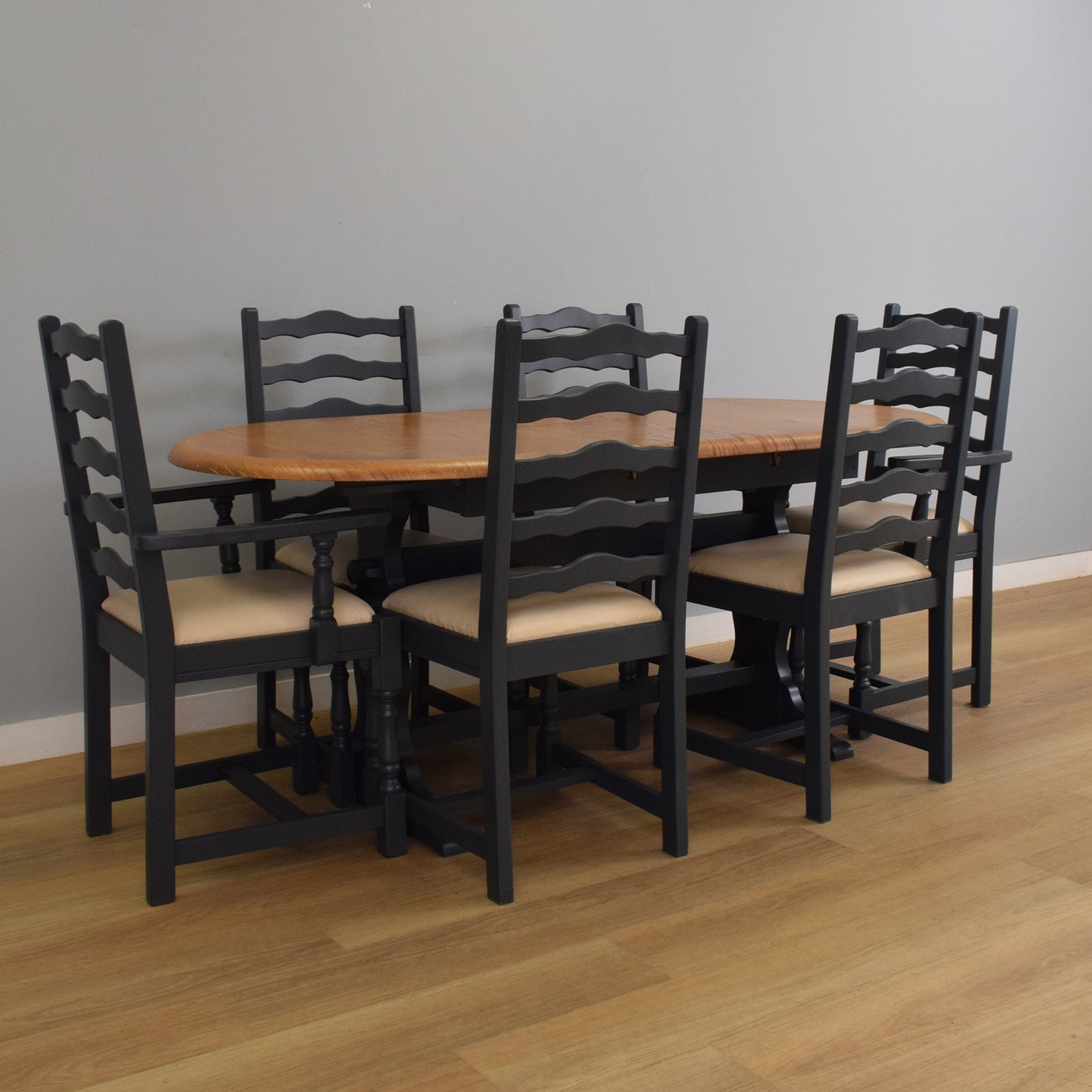 Painted Extendable Table and Six Chairs