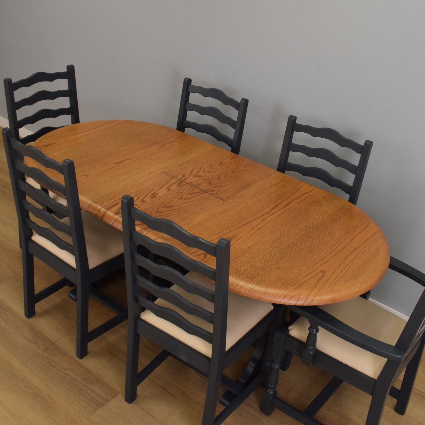 Painted Extendable Table and Six Chairs