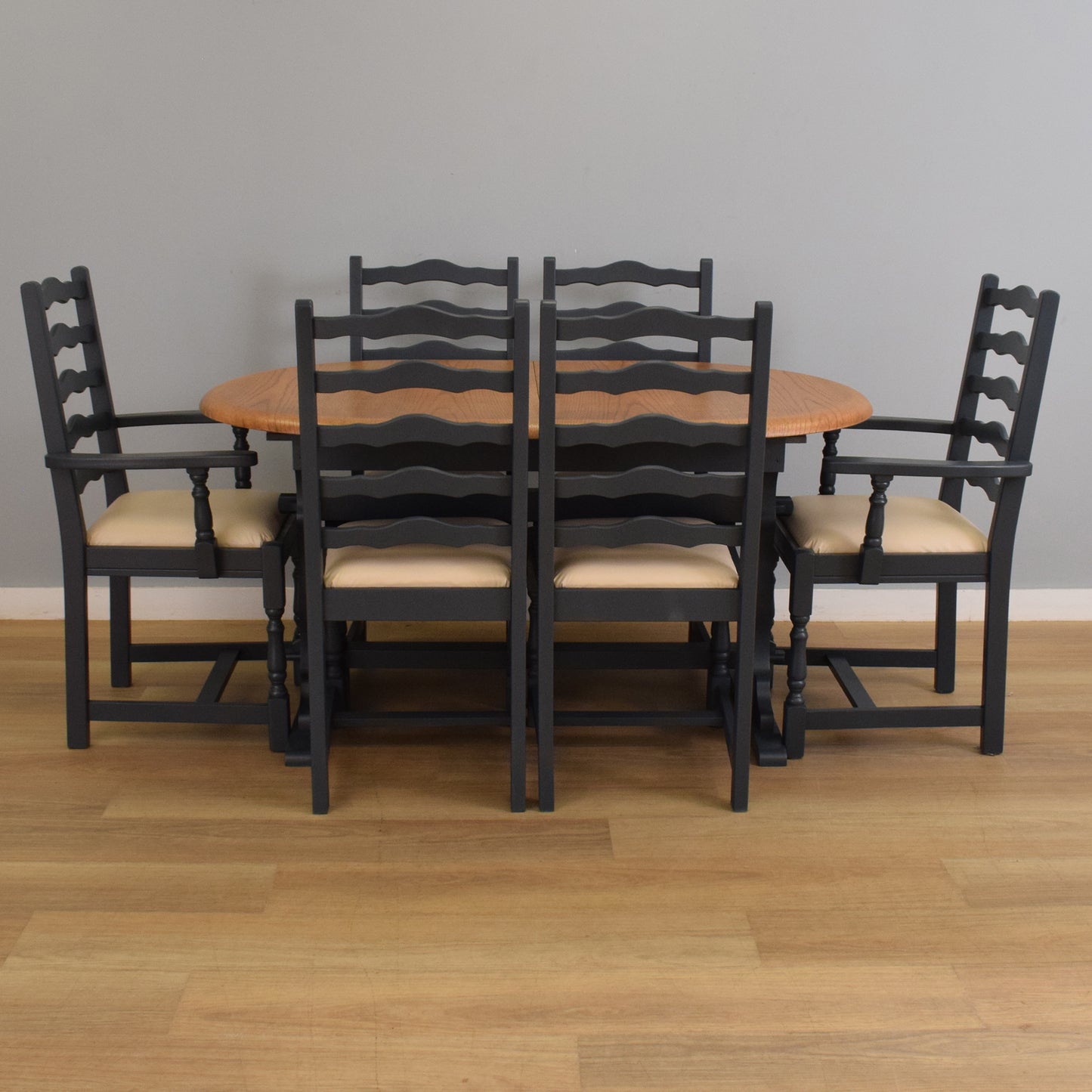 Painted Extendable Table and Six Chairs