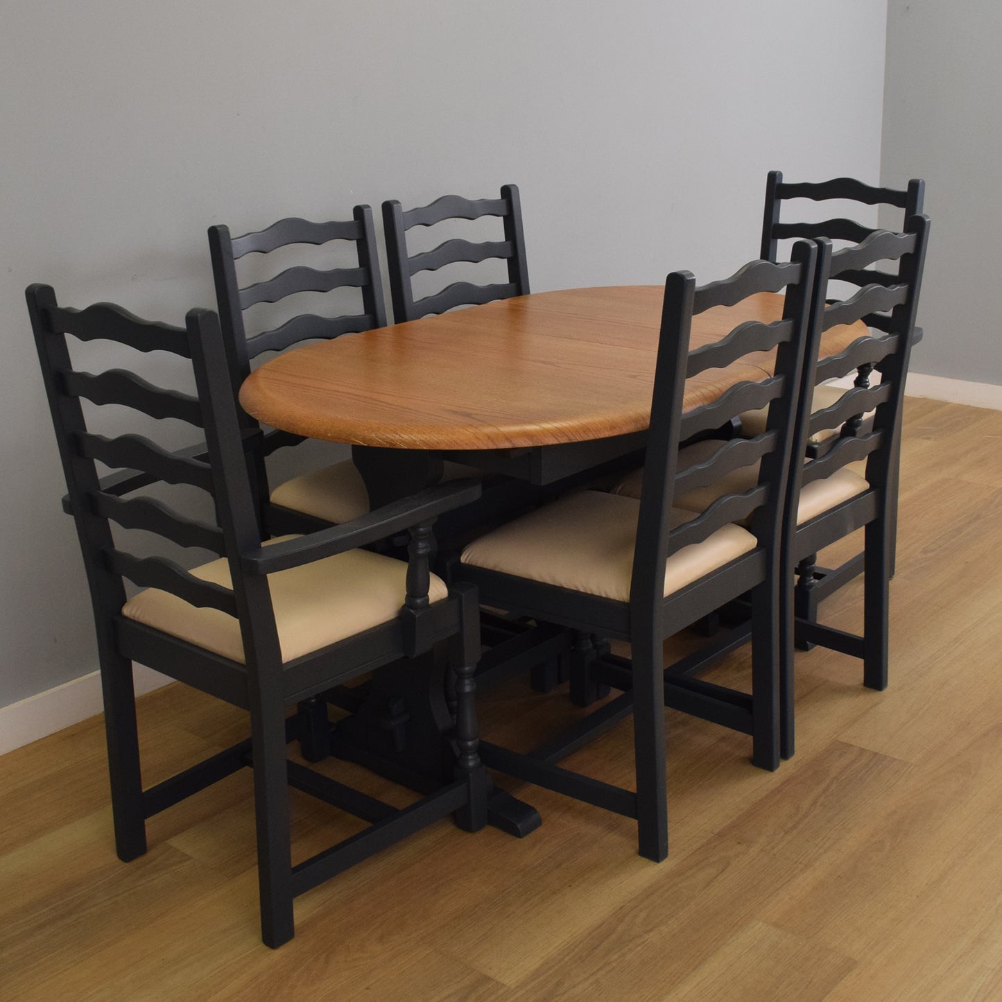 Painted Extendable Table and Six Chairs