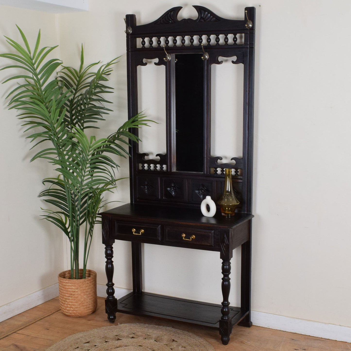 Carved Mirrored Hall Stand
