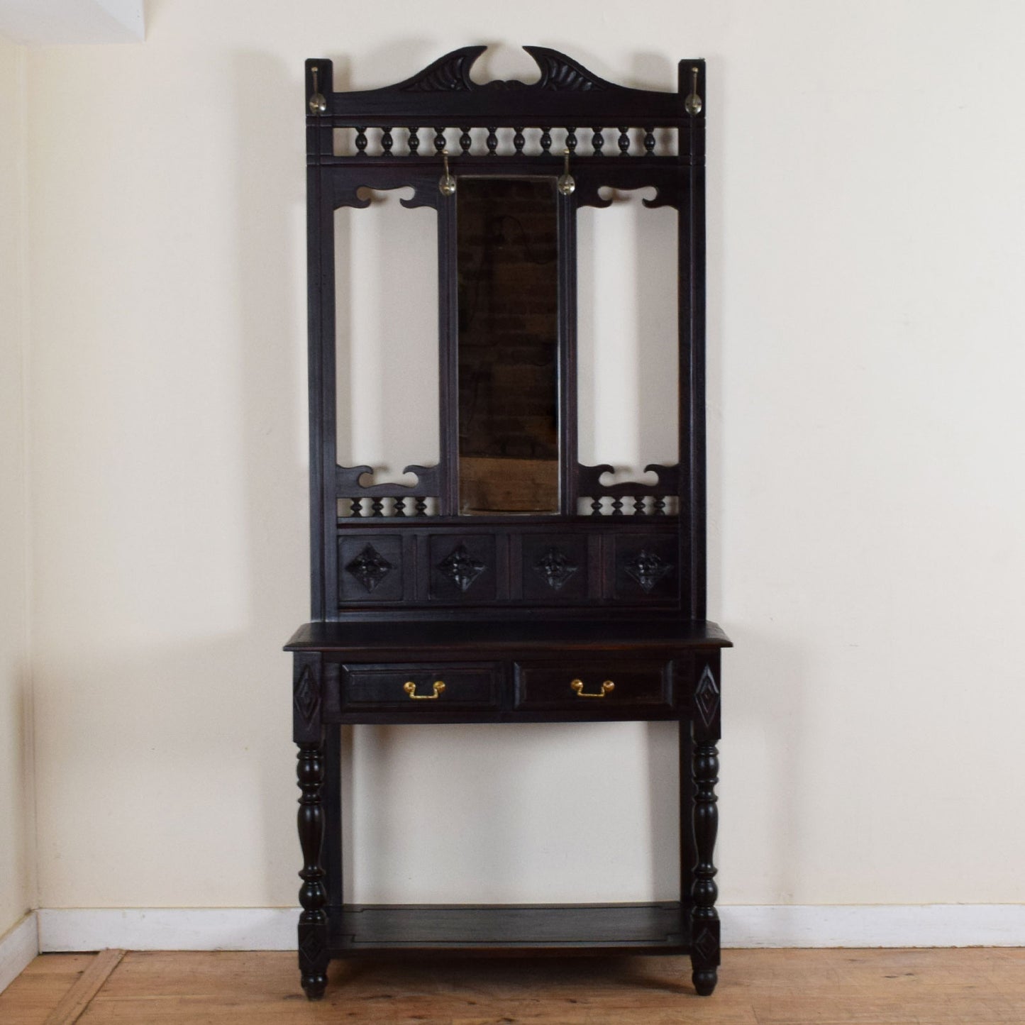 Carved Mirrored Hall Stand