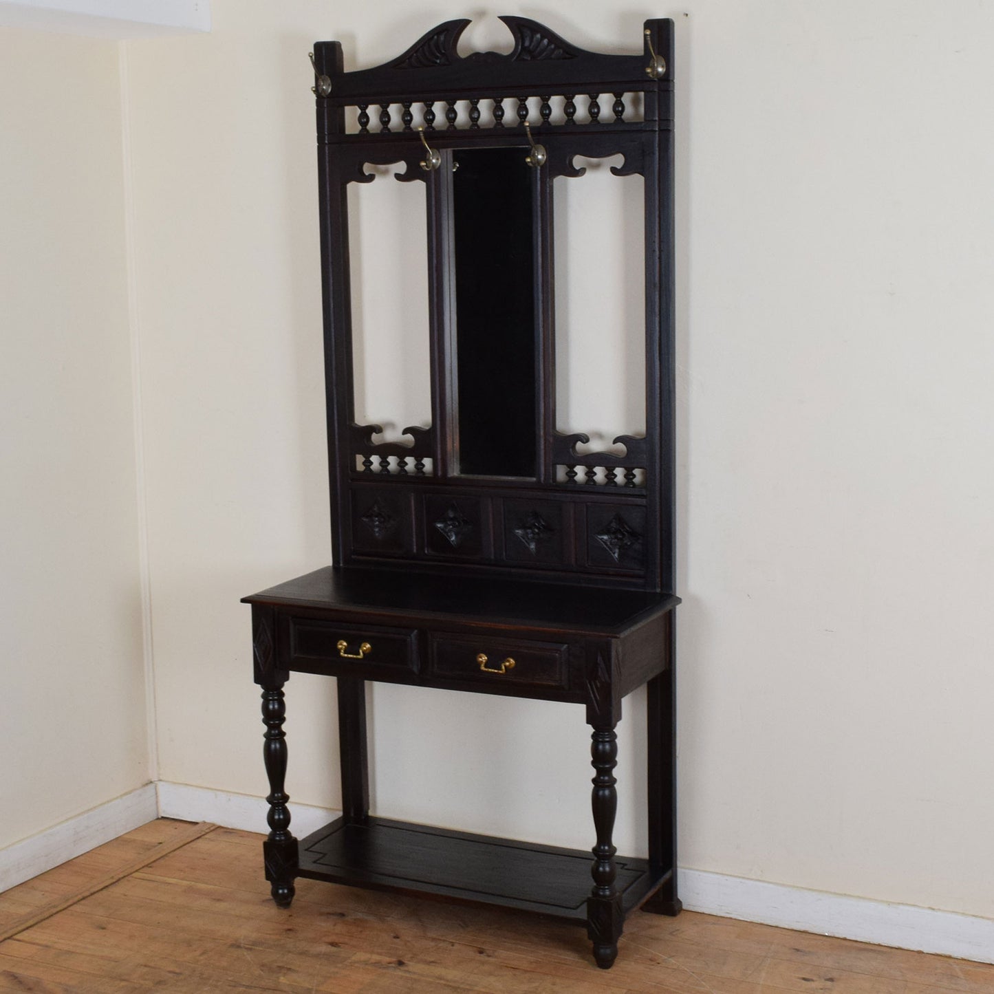 Carved Mirrored Hall Stand