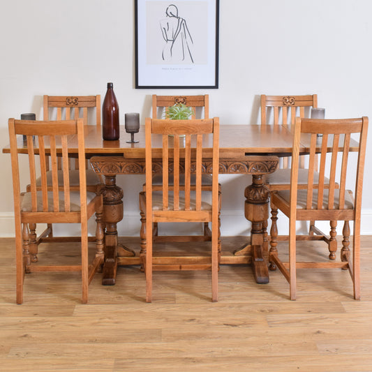 Oak Draw Leaf Table and Six Chairs