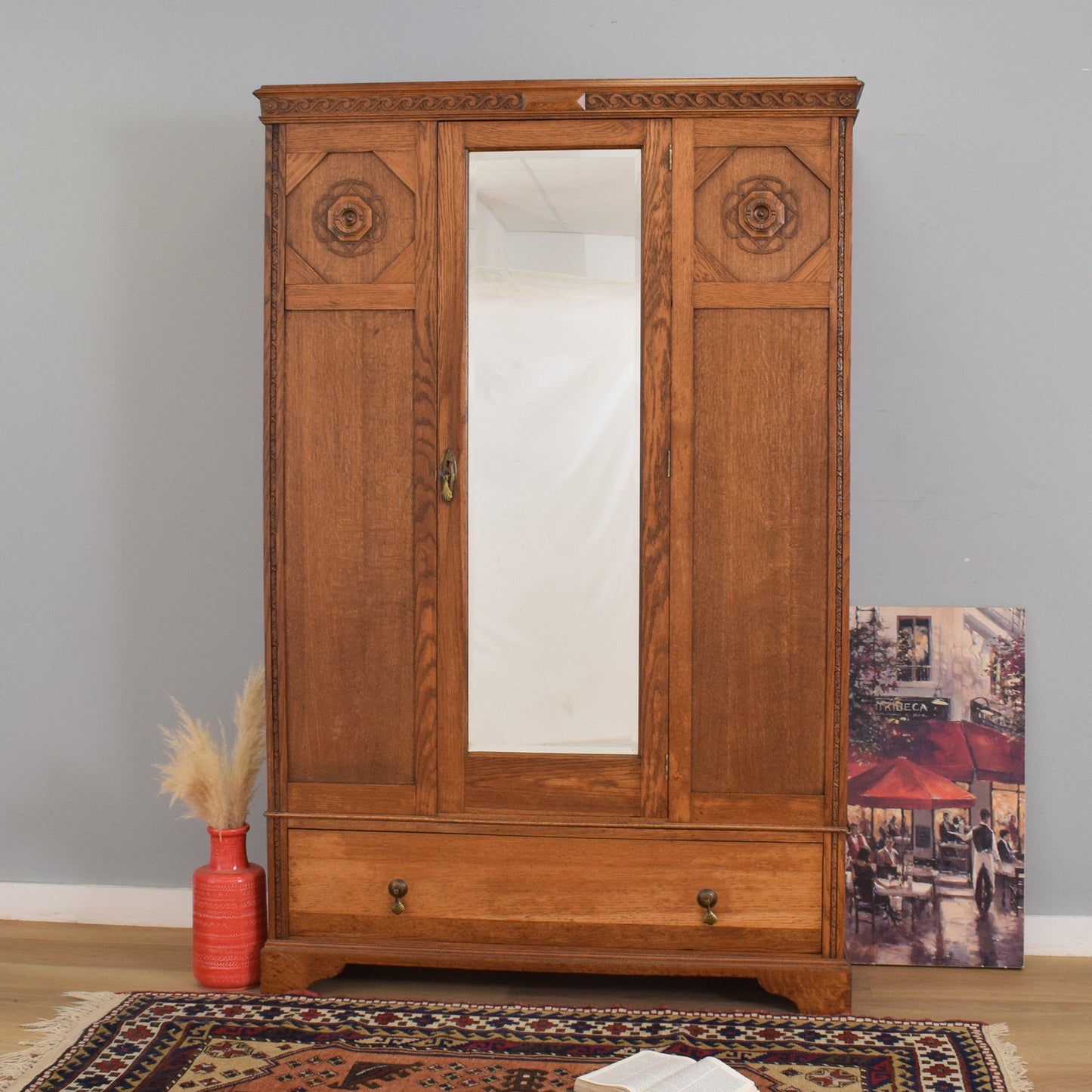 Oak Mirrored Hallrobe