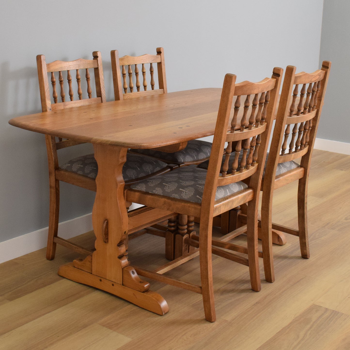 Ercol Trestle Table and Four 'Old Colonial' Chairs