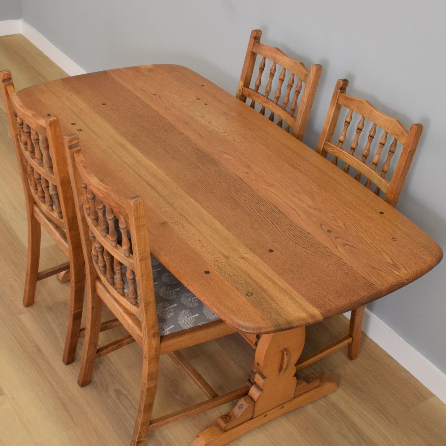 Ercol Trestle Table and Four 'Old Colonial' Chairs