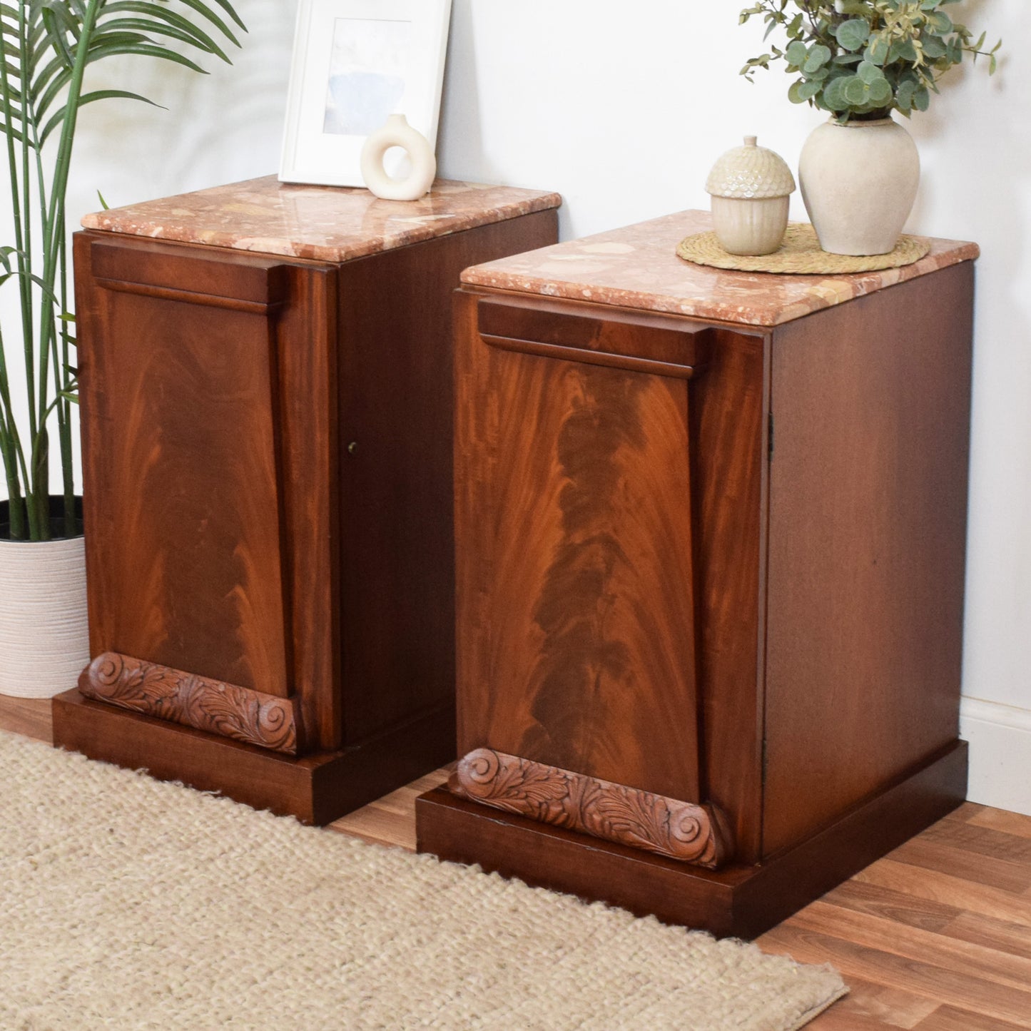 Marble Top Mahogany Bedsides