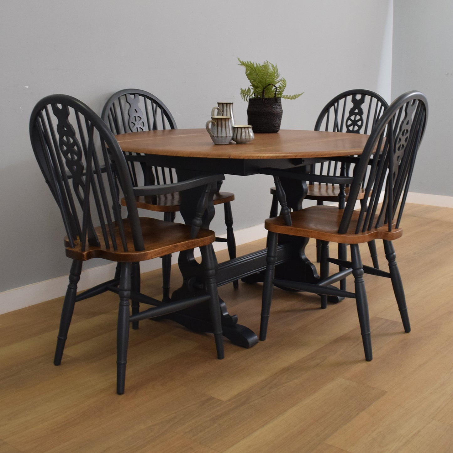 Painted Drop-Leaf Table and Four