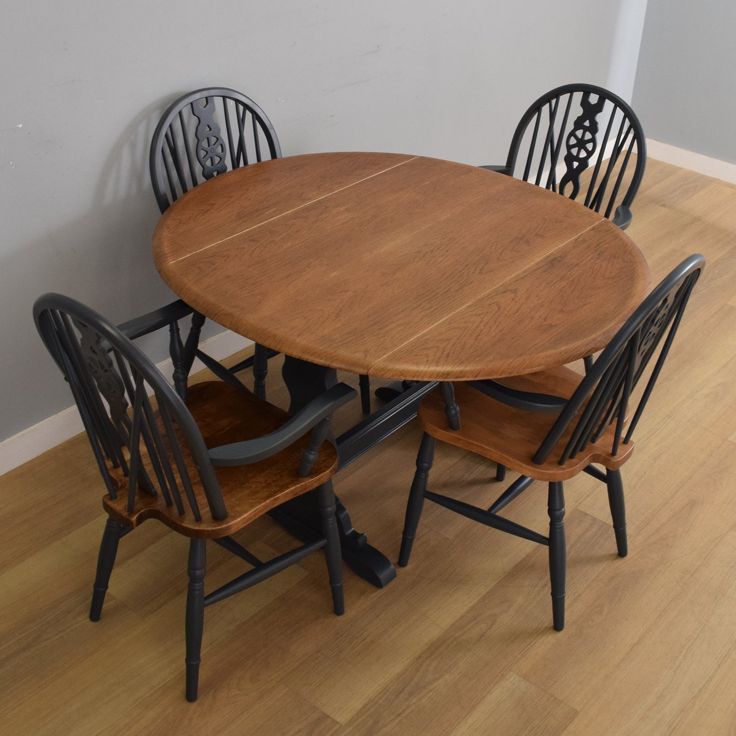 Painted Drop-Leaf Table and Four