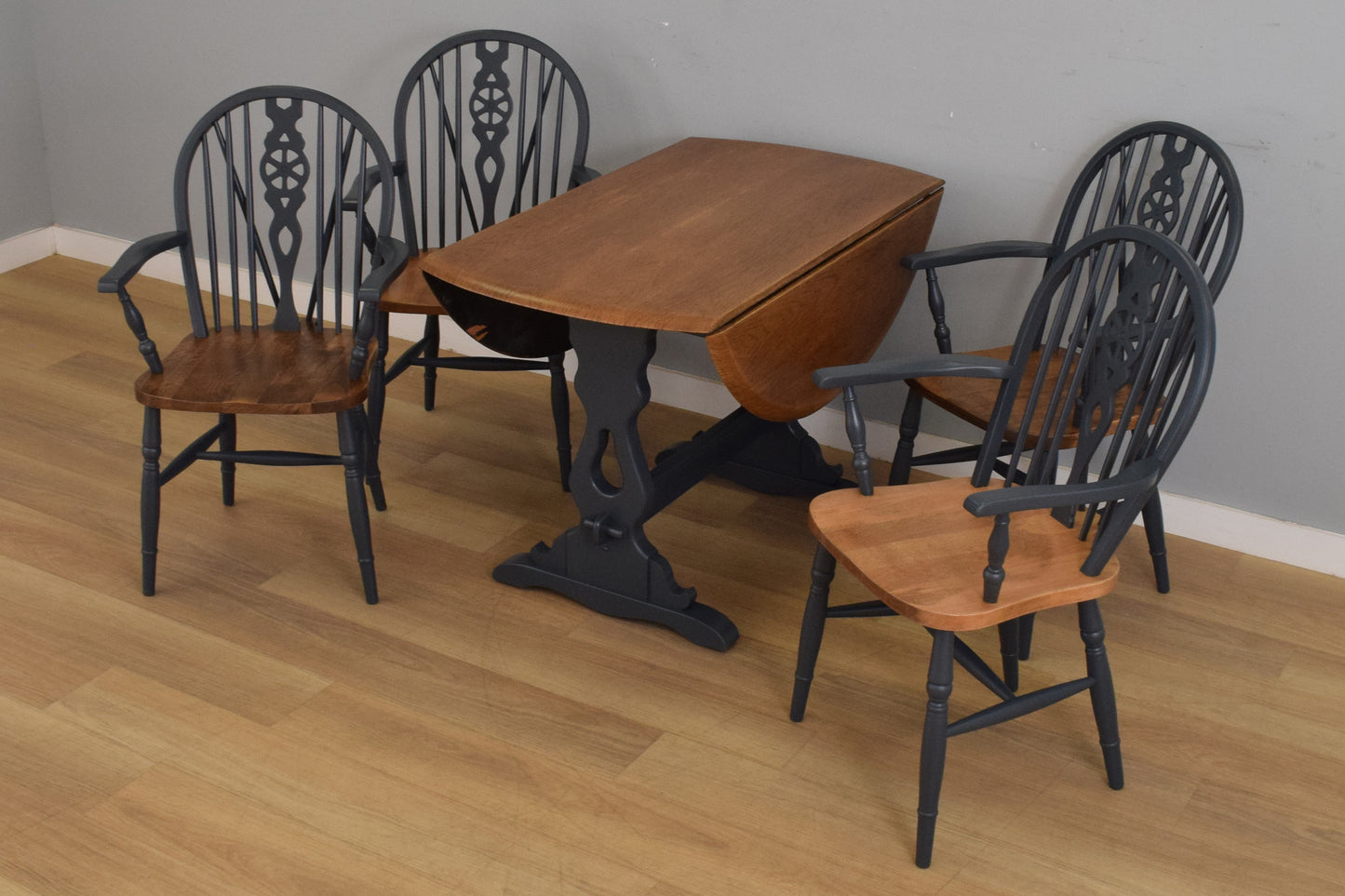 Painted Drop-Leaf Table and Four