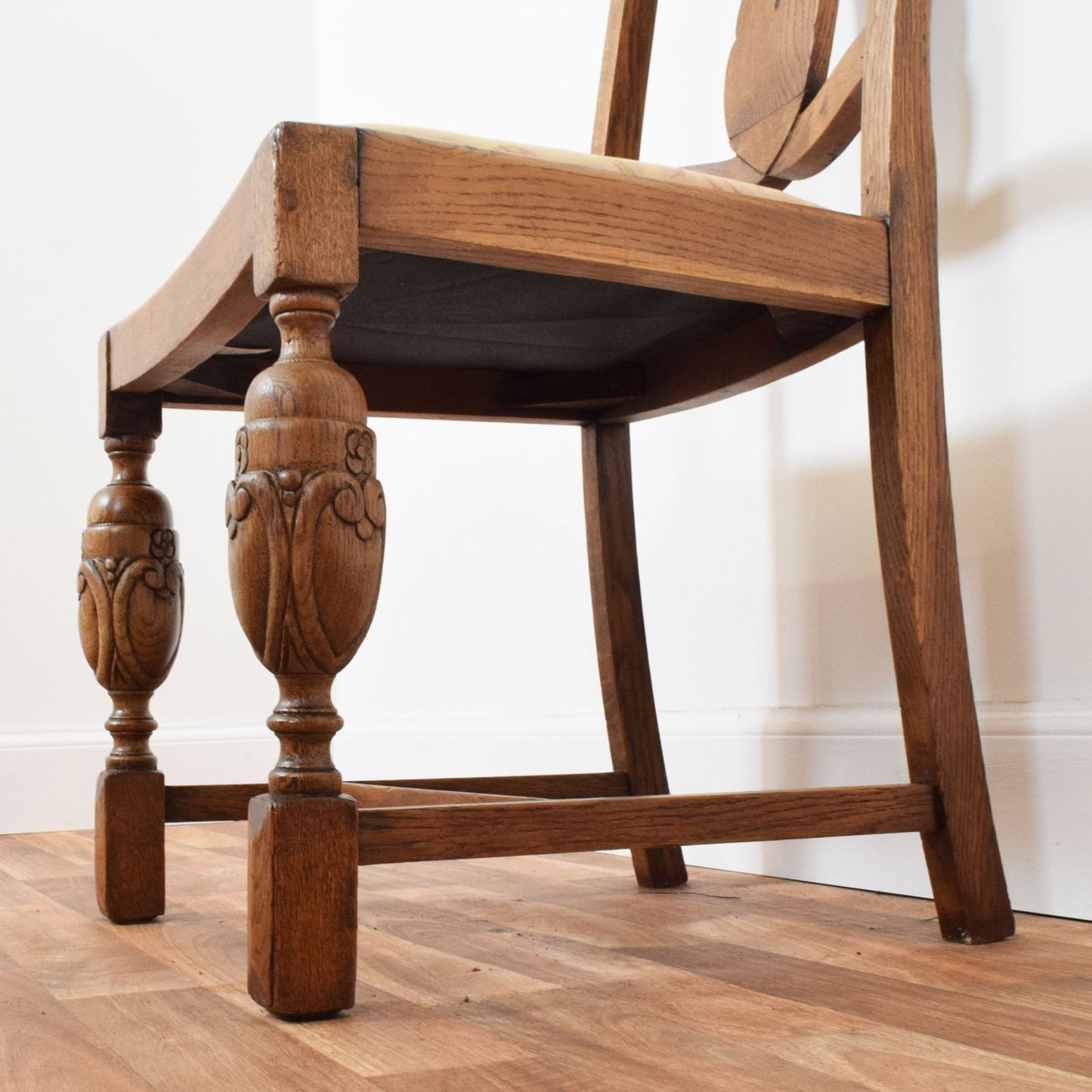 Carved Oak Table and Four Chairs