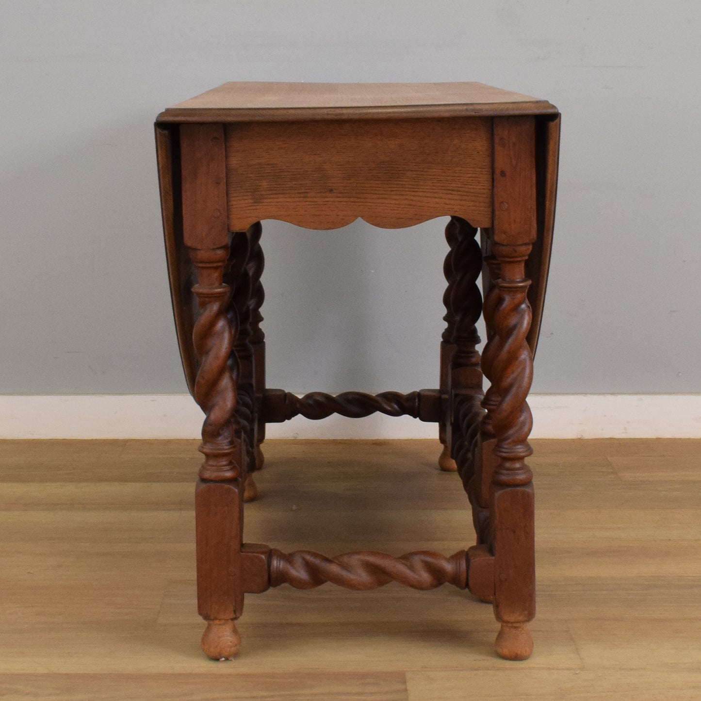 Oak Barley-Twist Drop Leaf Table and Four Chairs