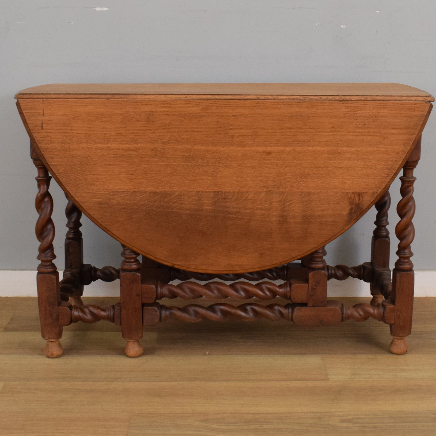Oak Barley-Twist Drop Leaf Table and Four Chairs