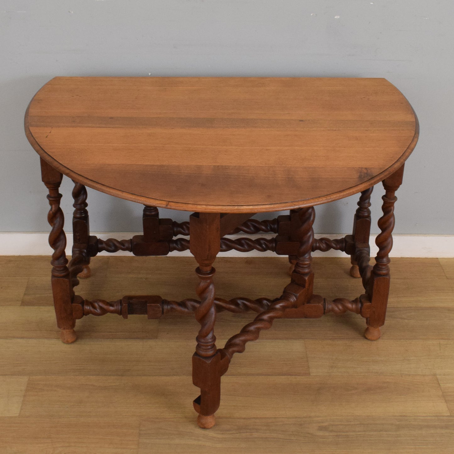 Oak Barley-Twist Drop Leaf Table and Four Chairs
