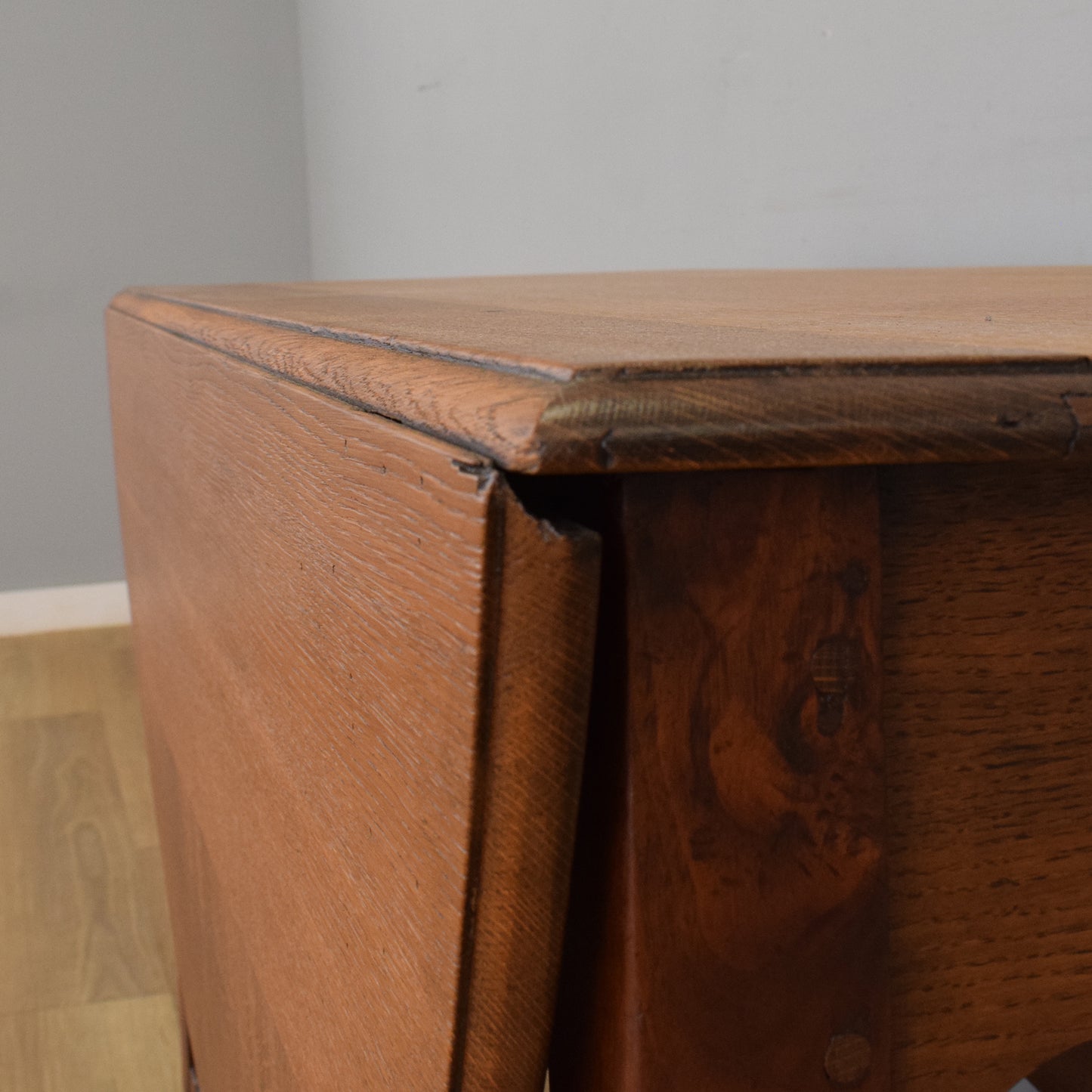 Oak Barley-Twist Drop Leaf Table and Four Chairs