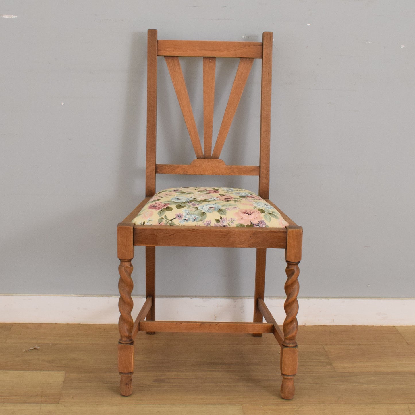Oak Barley-Twist Drop Leaf Table and Four Chairs