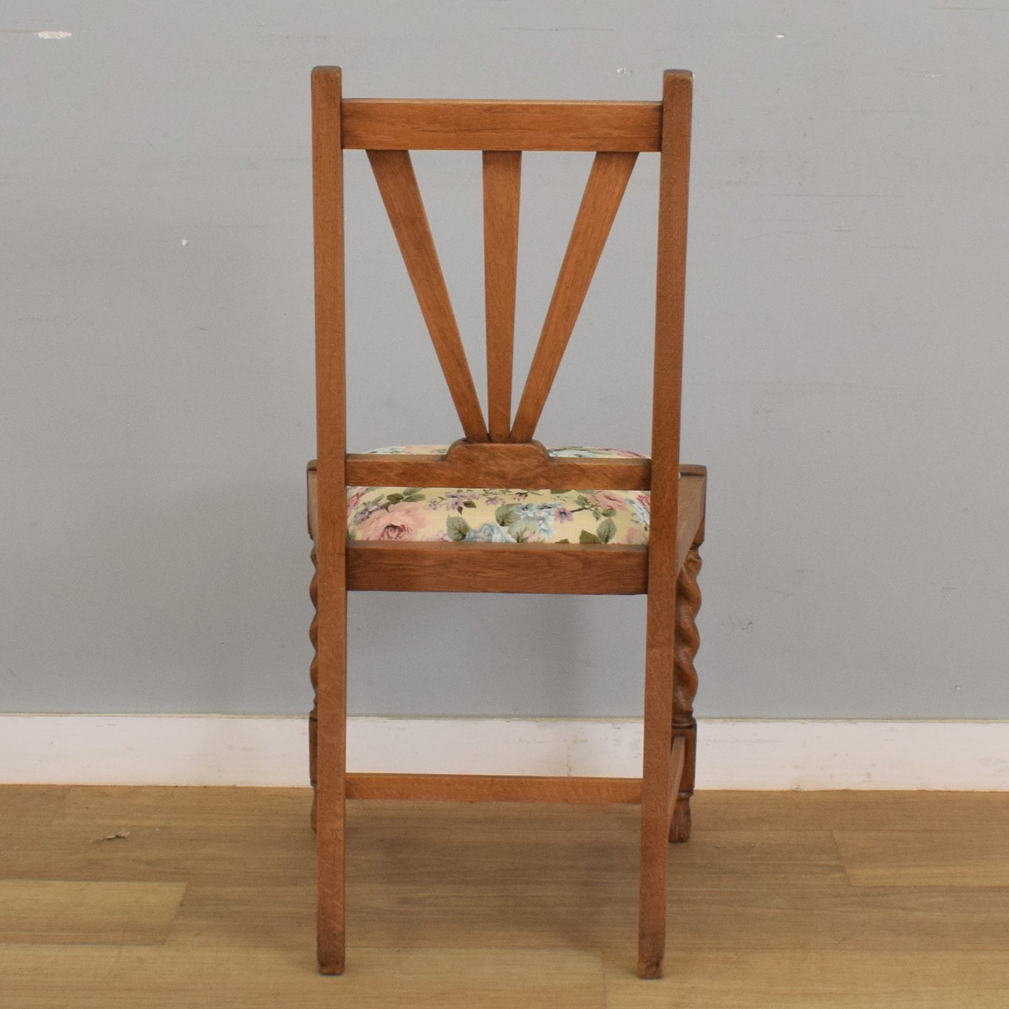 Oak Barley-Twist Drop Leaf Table and Four Chairs