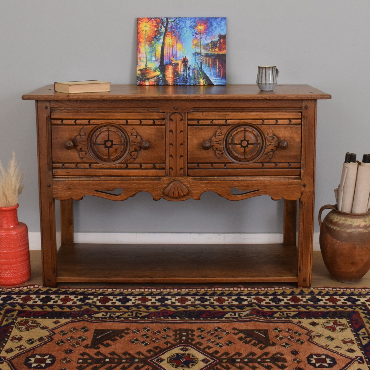 Carved Oak Sideboard