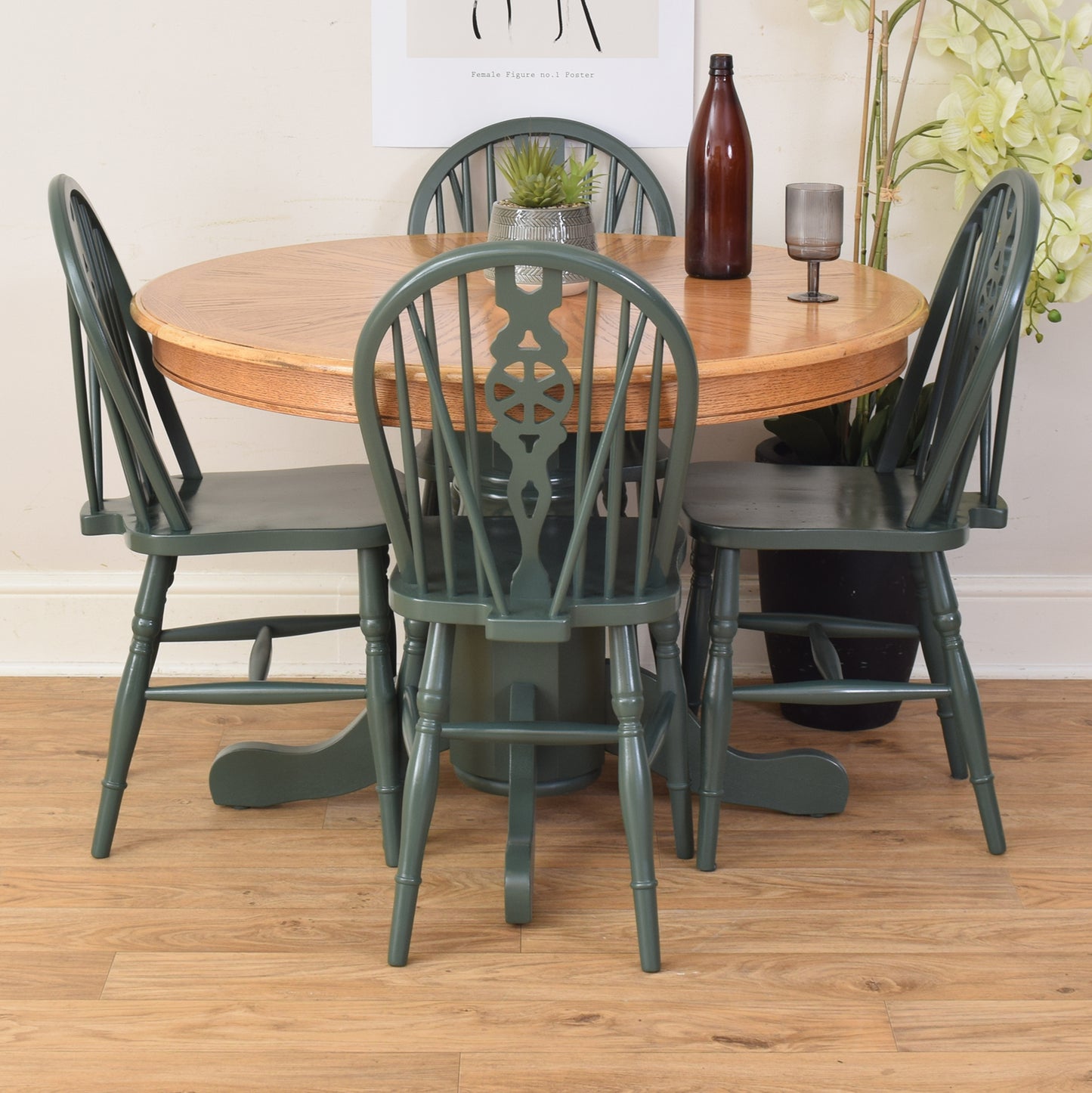 Painted Table And Four Chairs