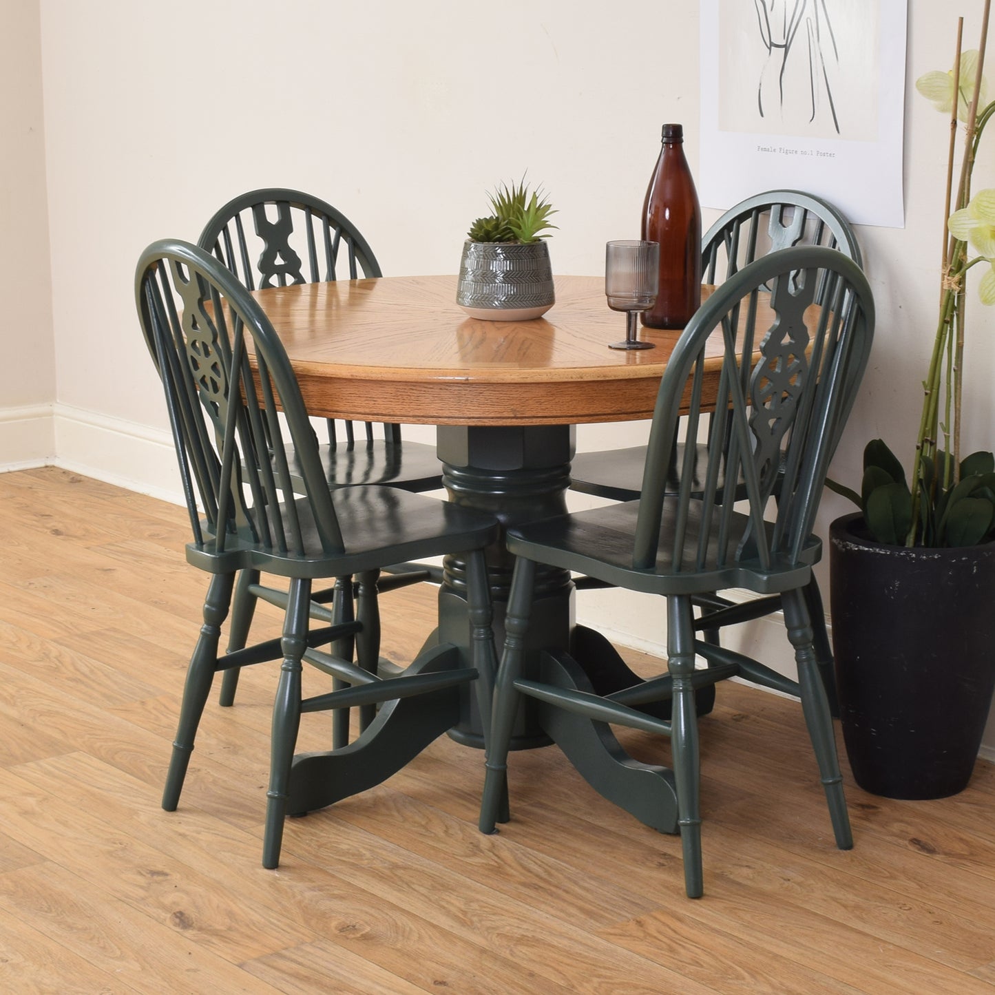 Painted Table And Four Chairs