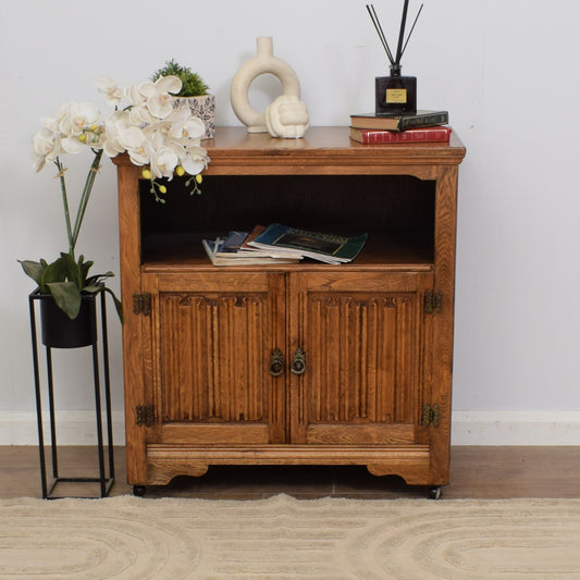 Oak Linenfold TV Cabinet