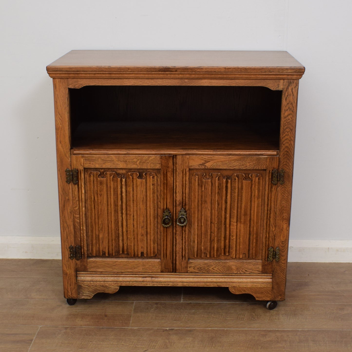 Oak Linenfold Multimedia Cabinet