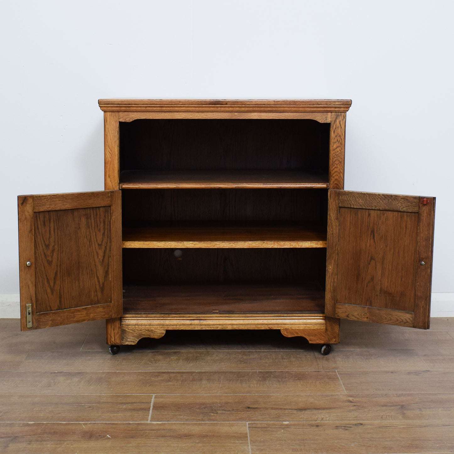 Oak Linenfold Multimedia Cabinet