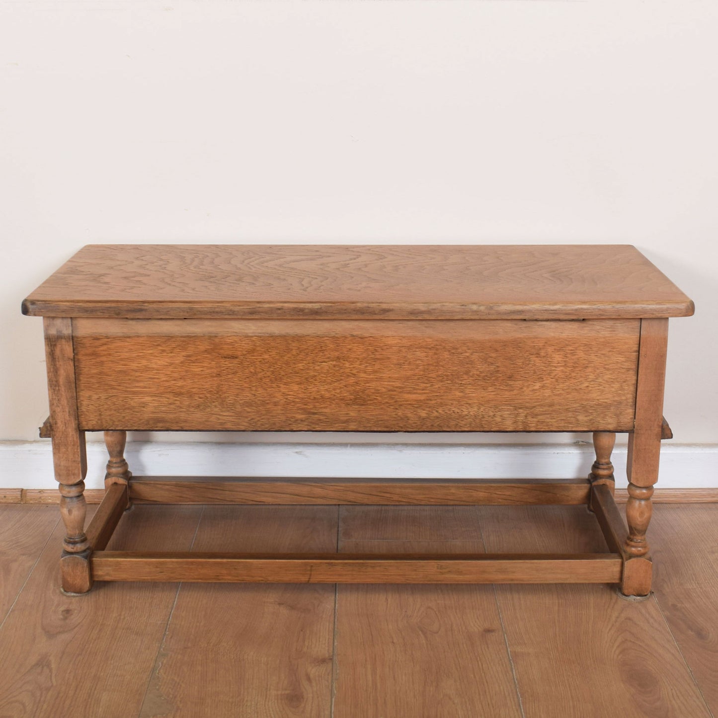 Carved Oak Side Table with Storage