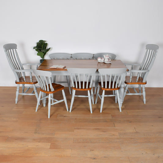 Painted Dining Table with Eight Chairs