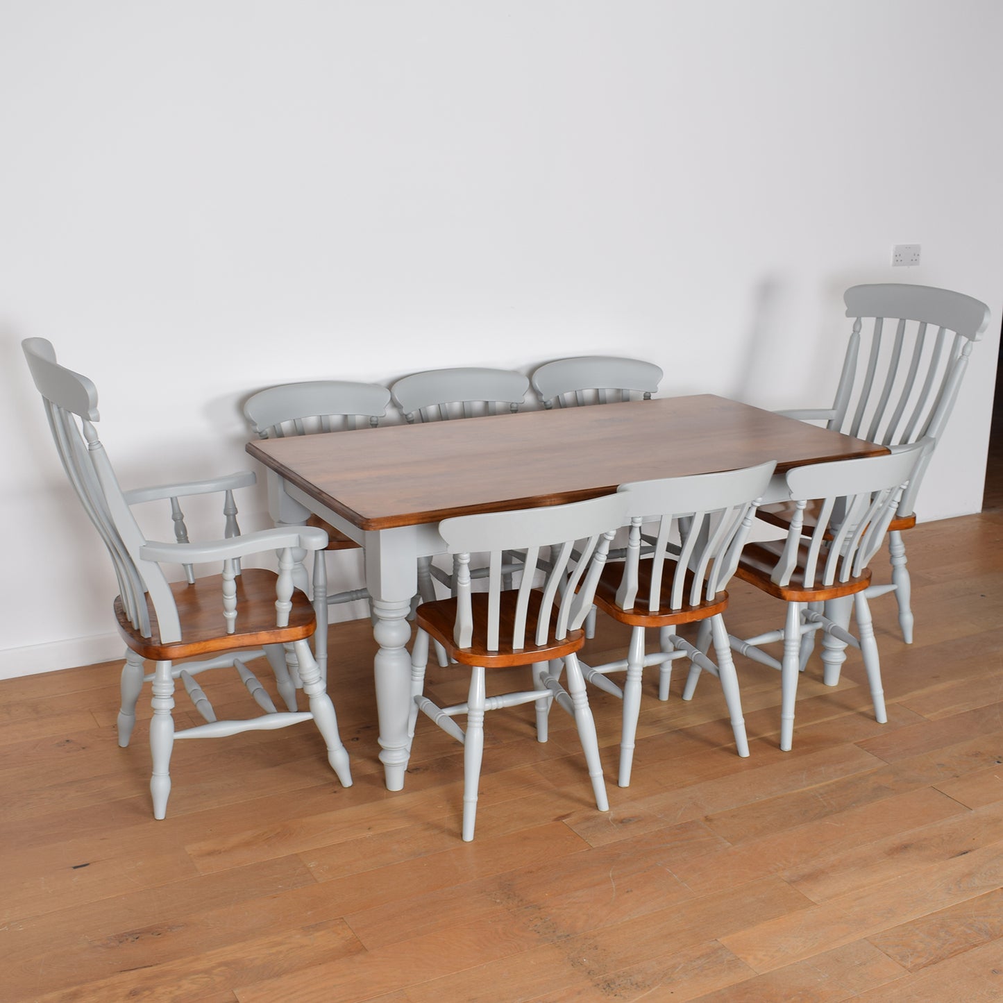 Painted Dining Table with Eight Chairs