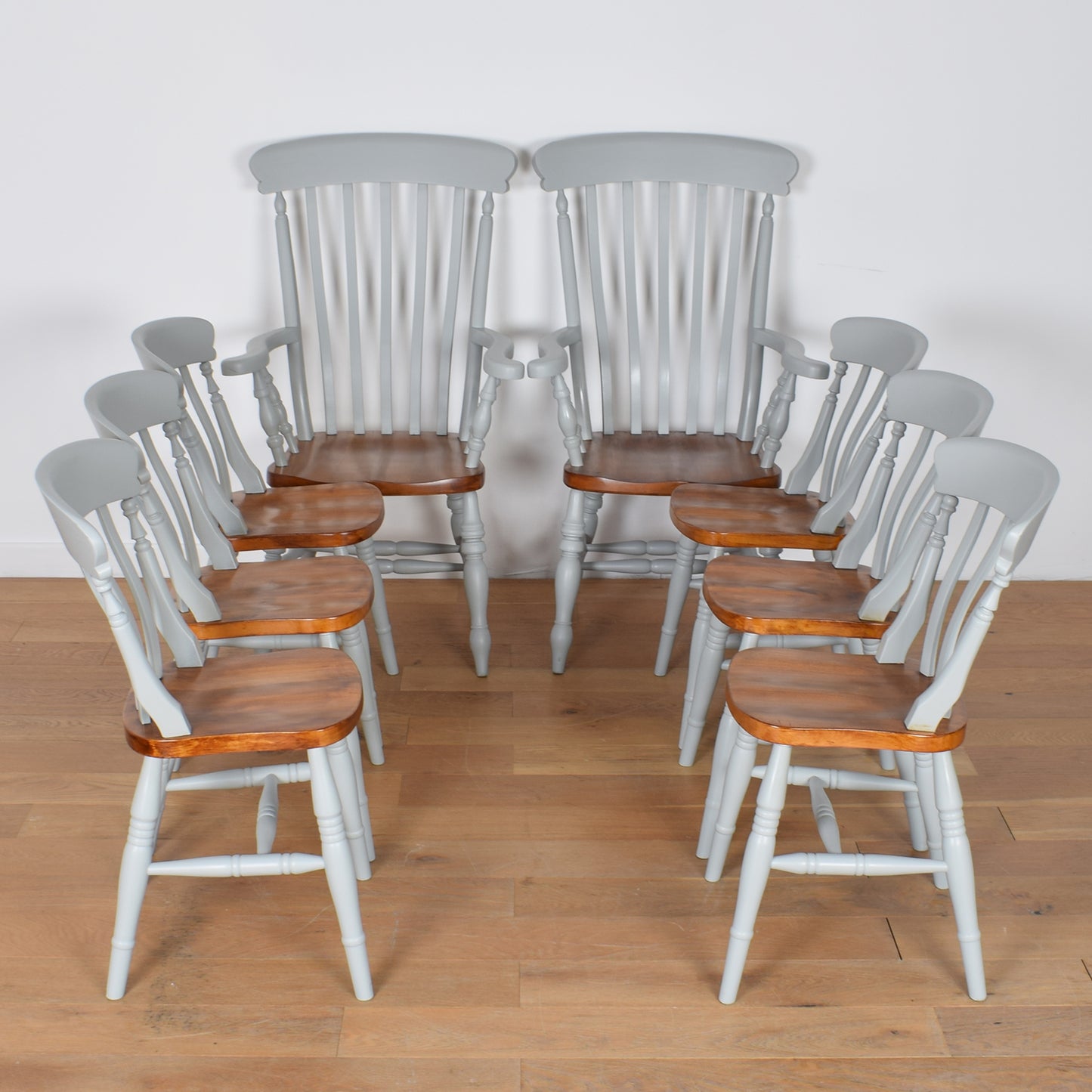 Painted Dining Table with Eight Chairs