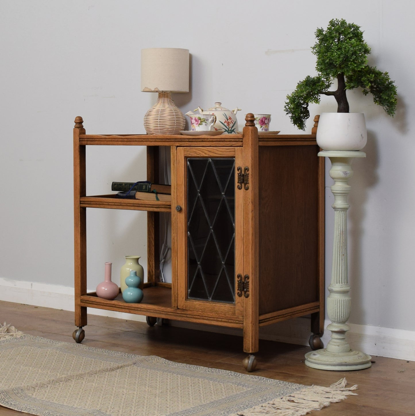 Old Charm Oak Serving Trolley
