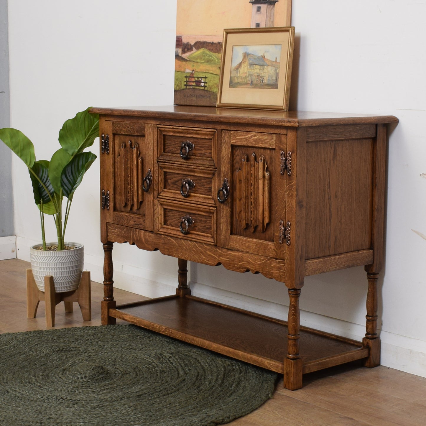 Small Rustic Oak Sideboard
